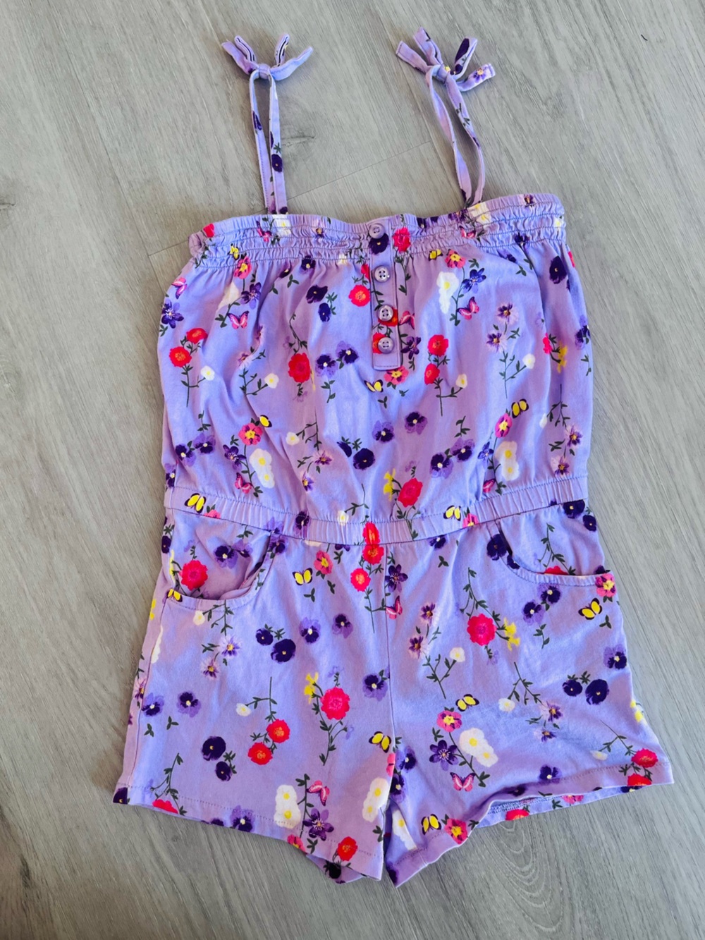 Crazy 8 purple floral romper